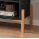 Meuble TV 80 Pouces Noir 1 Porte Coulissante 4 Niches L 185 H 51.5 P 33.5 cm