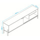 Meuble TV 80 Pouces Noir 1 Porte Coulissante 4 Niches L 185 H 51.5 P 33.5 cm
