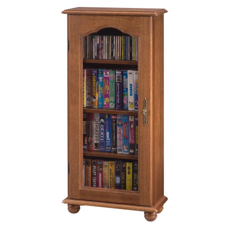 Petit Meuble Vitrine Chêne 1 Porte Vitrée Gauche  6 Niches L 49.4 H 105.8 P 21.5 cm