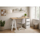Bureau Tréteau et Caisson 3 Tiroirs Blanc et Châtaignier L 135 H 75 P 60 cm