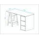Bureau Tréteau et Caisson 3 Tiroirs Blanc et Châtaignier L 135 H 75 P 60 cm