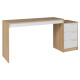 Bureau et Caisson 3 Tiroirs Amovible Blanc et Châtaignier