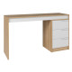 Bureau et Caisson 3 Tiroirs Amovible Blanc et Châtaignier