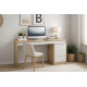 Bureau et Caisson 3 Tiroirs Amovible Blanc et Châtaignier