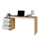 Bureau et Caisson 3 Tiroirs Amovible Blanc et Châtaignier