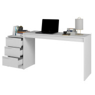 Bureau et Caisson 3 Tiroirs Amovible Blanc L 176.5 H 78.5 P 38 cm