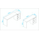 Bureau et Caisson 3 Tiroirs Amovible Blanc L 176.5 H 78.5 P 38 cm
