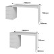 Bureau et Caisson 3 Tiroirs Amovible Blanc L 176.5 H 78.5 P 38 cm