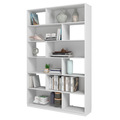Etagère Design Asymétrique 12 Niches Blanche L 120 H 186.4 P 29.4 cm