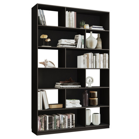 Etagère Design Asymétrique 12 Niches Noire L 120 H 186.4 P 29.4 cm