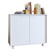 Buffet Armoirette 2 Portes 4 Niches Blanc L 90 cm sur Roulettes