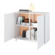 Buffet Armoirette 2 Portes 4 Niches Blanc L 90 cm sur Roulettes