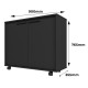 Meuble de Rangement 2 Portes 4 Niches Noir sur Roulettes L 90 H 76.5 P 35.5 cm