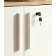 Armoire Basse 2 Portes 2 Niches Blanc et Chêne Sur Roulettes L 53.5 H 74 P 29.4 cm