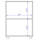 Armoire Basse 2 Portes 2 Niches Blanc et Chêne Sur Roulettes L 53.5 H 74 P 29.4 cm