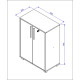 Armoire Basse 2 Portes 2 Niches Blanc et Chêne Sur Roulettes L 53.5 H 74 P 29.4 cm