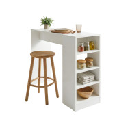 Table et Rangement Intégré 4 Niches Blanc L 120 H 91.5 P 38 cm