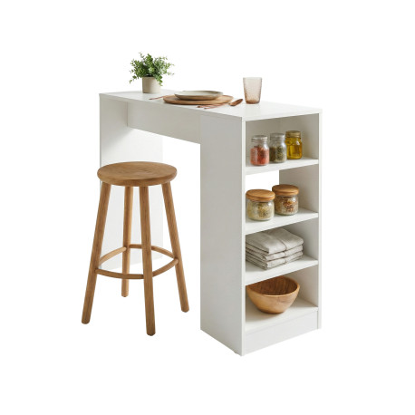 Table et Rangement Intégré 4 Niches Blanc L 120 H 91.5 P 38 cm