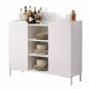 Buffet Blanc 2 Portes 4 Niches Pieds Métal Noirs Square
