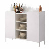 Buffet Blanc 2 Portes 4 Niches Pieds Métal Noirs Square