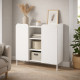 Buffet Blanc 2 Portes 4 Niches Pieds Métal Noirs Square