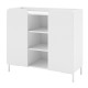Buffet Blanc 2 Portes 4 Niches Pieds Métal Noirs Square