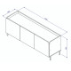 Meuble TV Design 55 Pouces 3 Portes 4 Niches Blanc Pieds Métal L 135 H 50.5 P 38.5 cm