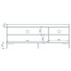 Meuble TV Design 55 Pouces 3 Portes 4 Niches Blanc Pieds Métal L 135 H 50.5 P 38.5 cm
