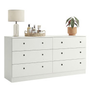 Commode double 6 Tiroirs Blanche L 150.2 H 75.5 P 38.5 cm