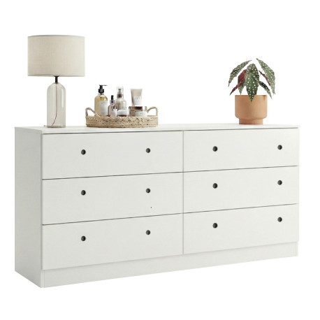 Commode double 6 Tiroirs Blanche L 150.2 H 75.5 P 38.5 cm