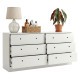 Commode double 6 Tiroirs Blanche L 150.2 H 75.5 P 38.5 cm