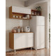Cuisine équipée 4 Portes 1 Tiroir 5 Niches Chêne et Blanc L 150 H 200 P 40.5 cm