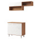 Cuisine équipée 4 Portes 1 Tiroir 5 Niches Chêne et Blanc L 150 H 200 P 40.5 cm