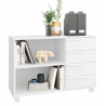 Console Mobile 4 Tiroirs 2 Niches Blanche L 90 H 61 P 35 cm