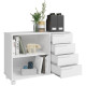 Console Mobile 4 Tiroirs 2 Niches Blanche L 90 H 61 P 35 cm