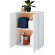 Meuble de Rangement 2 Portes 4 Niches Blanc sur Roulettes L 90 H 76.5 P 35.5 cm