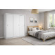 Armoire Dressing 3 Portes Coulissantes 4 Tiroirs 11 Niches Blanche L 185.5 H 208 P 49.5 cm