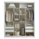 Armoire Dressing 3 Portes Coulissantes 4 Tiroirs 11 Niches Blanche L 185.5 H 208 P 49.5 cm