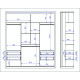 Armoire Dressing 3 Portes Coulissantes 4 Tiroirs 11 Niches Blanche L 185.5 H 208 P 49.5 cm