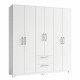 Armoire Dressing 6 Portes 2 Tiroirs 9 Niches Blanche L 135.4 H 178 P 36.5 cm