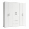 Armoire Dressing 6 Portes 2 Tiroirs 9 Niches Blanche L 135.4 H 178 P 36.5 cm
