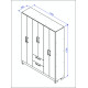 Armoire Dressing 6 Portes 2 Tiroirs 9 Niches Blanche L 135.4 H 178 P 36.5 cm