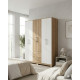 Armoire Dressing 6 Portes 2 Tiroirs 9 Niches Chêne et Blanc L 135.4 H 178 P 36.5 cm