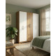 Armoire Dressing 6 Portes 2 Tiroirs 9 Niches Chêne et Blanc L 135.4 H 178 P 36.5 cm