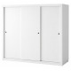 Armoire Dressing 3 Portes Coulissantes 4 Tiroirs 11 Niches Blanche L 185.5 H 208 P 49.5 cm