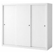 Armoire Dressing 3 Portes Coulissantes 4 Tiroirs 11 Niches Blanche L 185.5 H 208 P 49.5 cm