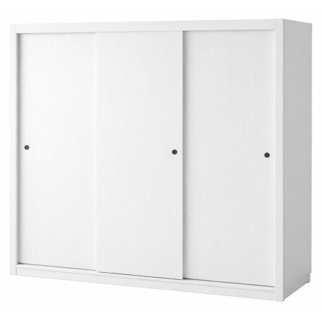 Armoire Dressing 3 Portes Coulissantes 4 Tiroirs 11 Niches Blanche L 185.5 H 208 P 49.5 cm