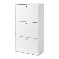 Meuble à Chaussures Plat 9 Paires 3 Abattants Blanc L 60 H 91.97 P 26 cm