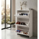 Meuble à Chaussures Plat 9 Paires 3 Abattants Blanc L 60 H 91.97 P 26 cm