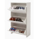 Meuble à Chaussures Plat 9 Paires 3 Abattants Blanc L 60 H 91.97 P 26 cm